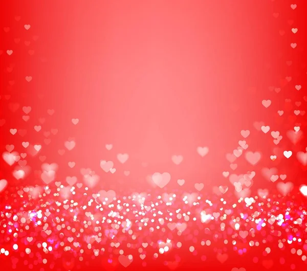 Coeurs fond bokeh. Fond festif rouge avec bokeh. Illustration vectorielle — Image vectorielle