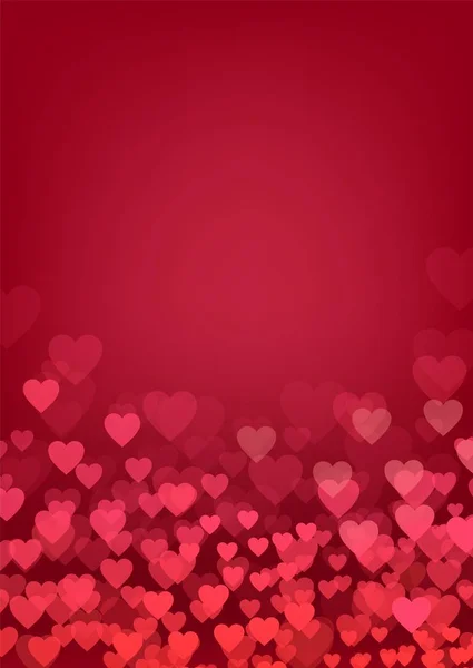 Saint Valentin, mariage, carte postale d'amour. Fond romantique avec des cœurs rouges et bokeh . — Image vectorielle