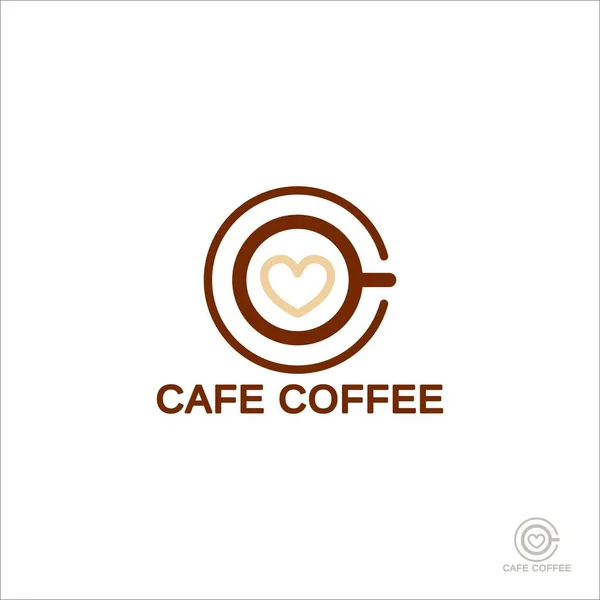 Logo del café. Copa, vidrio con espuma de café en forma de corazón. Logo vector aislado sobre fondo blanco — Vector de stock