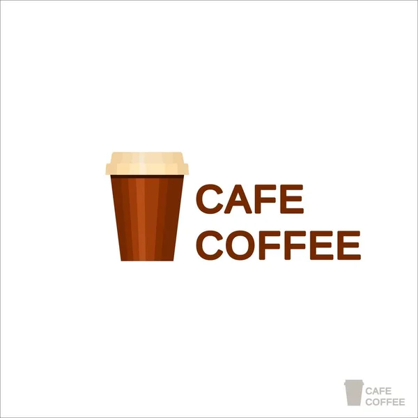 Logo de café para una cafetería. Beba una taza de papel con café. Granos de café. Logo vector aislado sobre fondo blanco — Archivo Imágenes Vectoriales