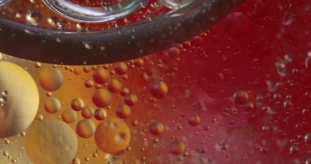 Fond coloré abstrait, Bulle jaune doré, Papier peint bulles d'eau jaune, Zoom macro bulles, Bulles de gros plan dans l'eau, Gouttes d'huile sur un fond abstrait de surface de l'eau .