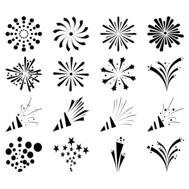 Festival havai fişek düz simgeler 