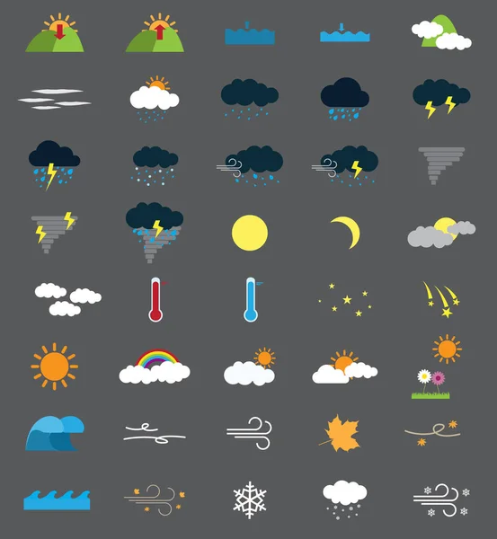 Плоские иконки погоды — стоковый вектор