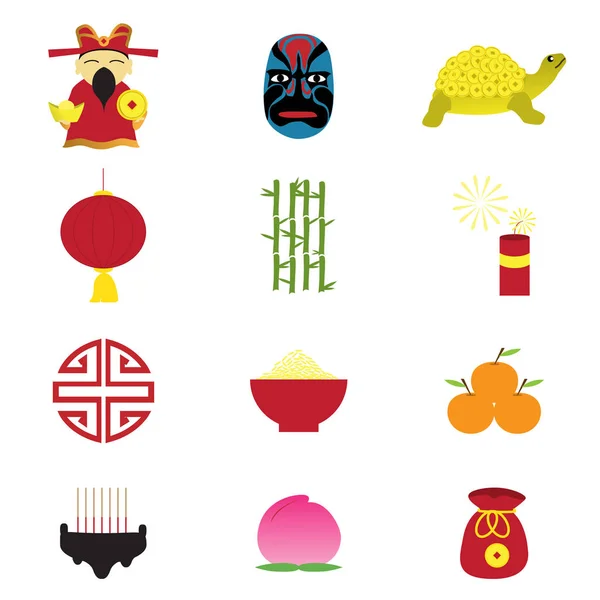 Design d'icônes plates chinoises — Image vectorielle