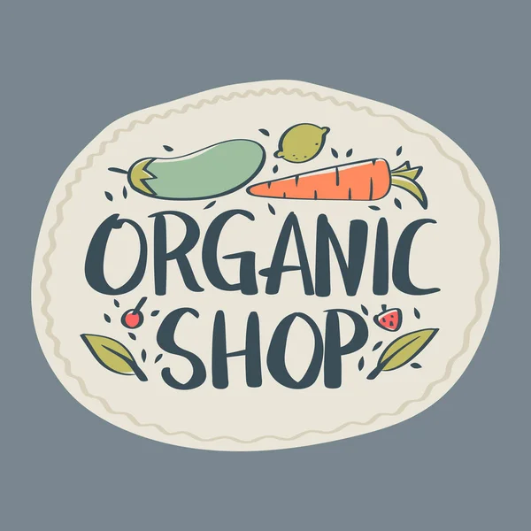 Organik gıda logo el çekilmiş — Stok Vektör