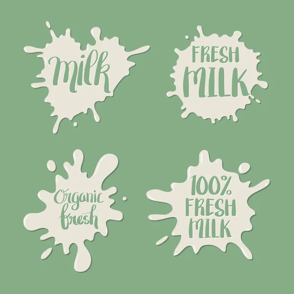 Hand Drawn Milk Splash Badge eller etikett. Färsk mjölk Splat. — Stock vektor