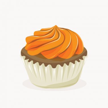Cupcake illüstrasyon. Turuncu renkli cupcake.