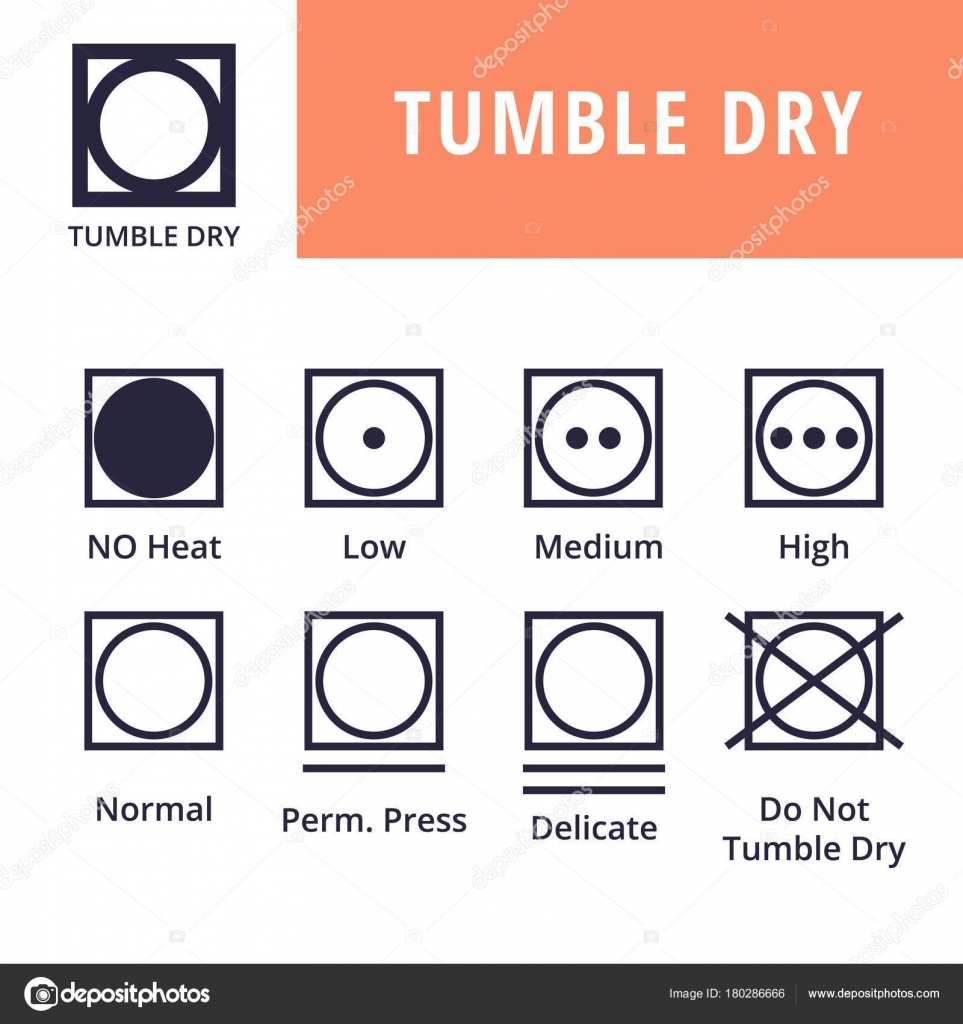 Tumble dry. Textile Care Symbols Stock Vector by