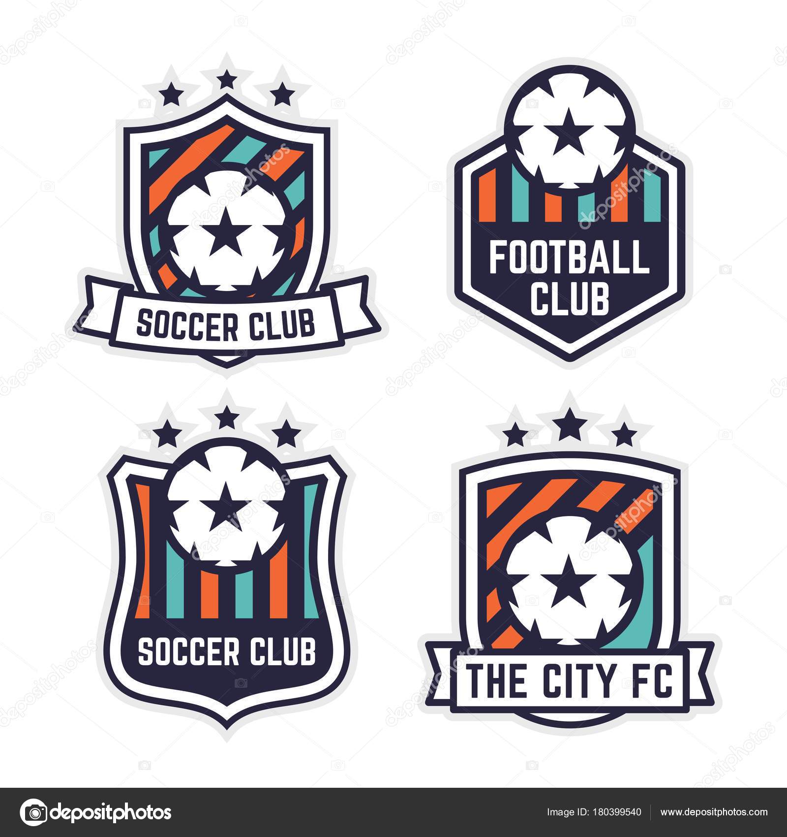 Conjunto de logotipo de futebol ou logotipo de futebol de emblema