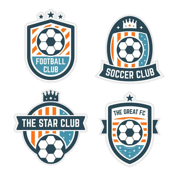 Logo o Badge Set di Calcio o Calcio. Collezione Logo Calcio o Calcio Club . — Vettoriale Stock