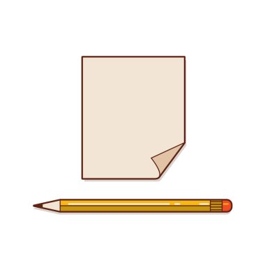 Bir not kağıdı kalem vektör çizim ile.