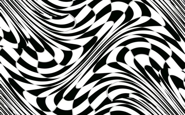 Abstract black and white checkered pattern with distortion effec — Stock Photo, Image