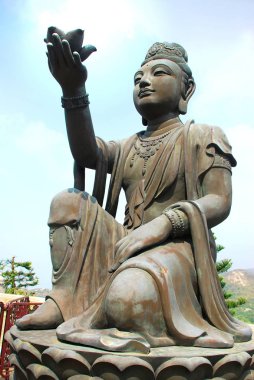 Bir altı heykeli Puja Bodhisattva Tian Tan dev Bud ayak