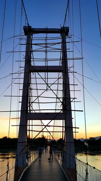 Underconstruction ponte suspensa (200 anos Rattanakosin Sompoch — Fotografia de Stock