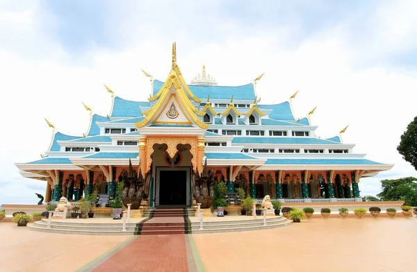 Main hall of Wat Pa Phu Kon temple with  the biggest white marbl