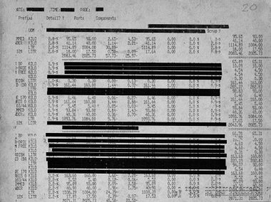 Gri kağıt üzerinde redacted metin