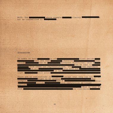 Yaşlı kağıt arka plan üzerinde redacted metin