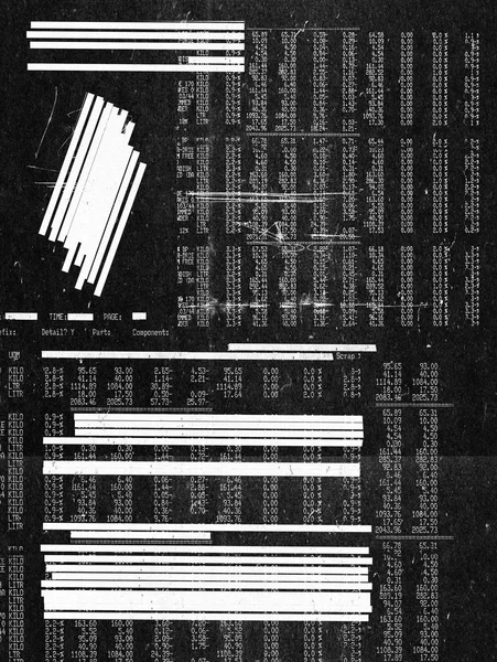 Vit redacted text på mörk fotokopia textur bakgrund — Stockfoto