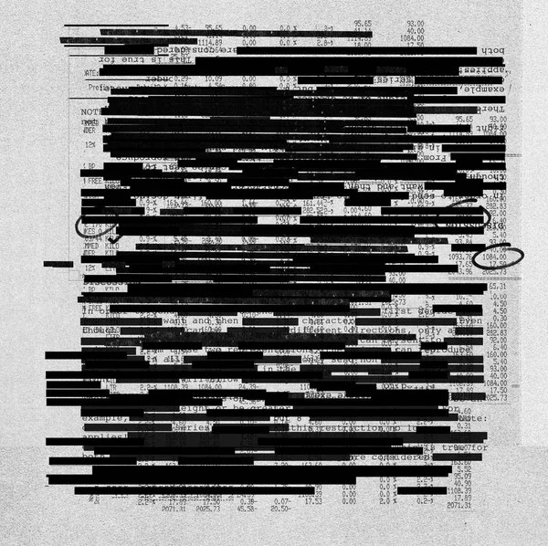Redacted information texture on photocopy texture background — Stock Photo, Image