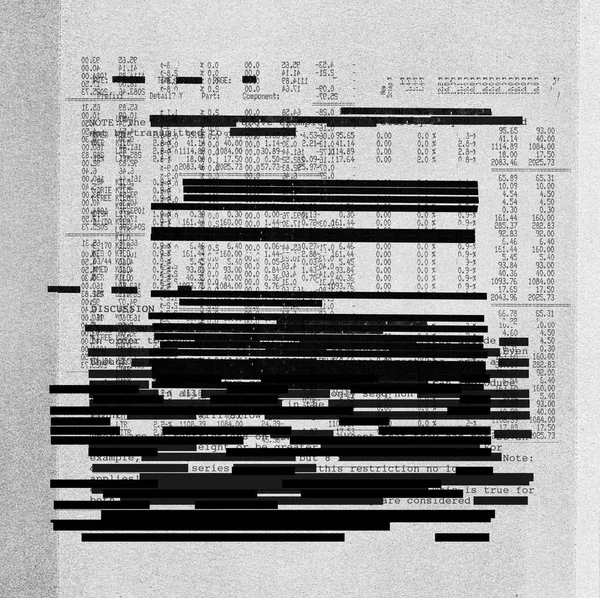Redacted text texture on photocopy background — Stock Photo, Image
