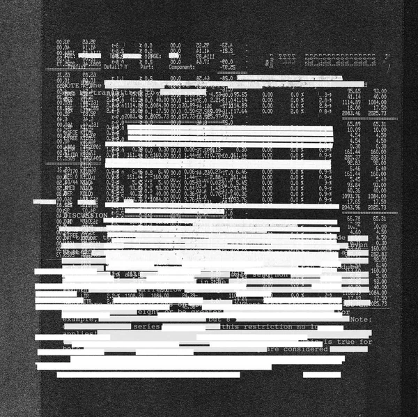 Witte redacted tekst op donkere fotokopie textuur achtergrond — Stockfoto