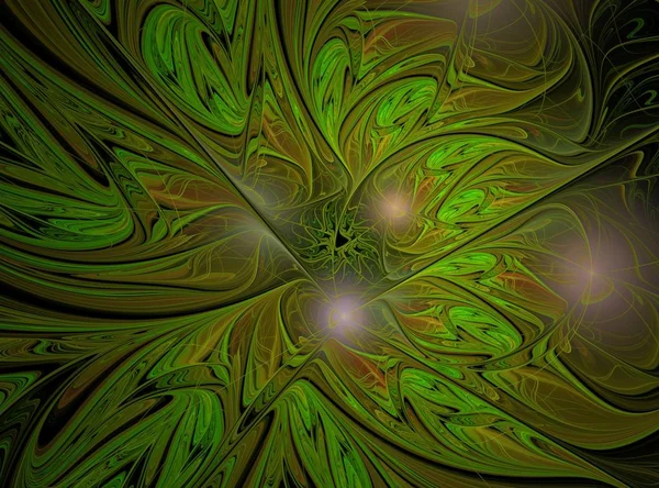 Αφηρημένο πράσινο fractal εικόνας υπολογιστή που δημιουργούνται — Φωτογραφία Αρχείου