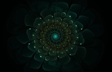 soyut yeşil fraktal çiçek oluşturulan bilgisayar görüntü