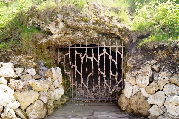 Taş duvar ile yeşil alan. Doku doğa. Metin, afiş, etiketi için arka plan.