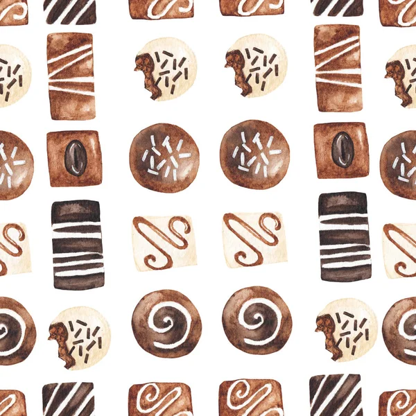 Padrão sem costura com doces de chocolate — Fotografia de Stock