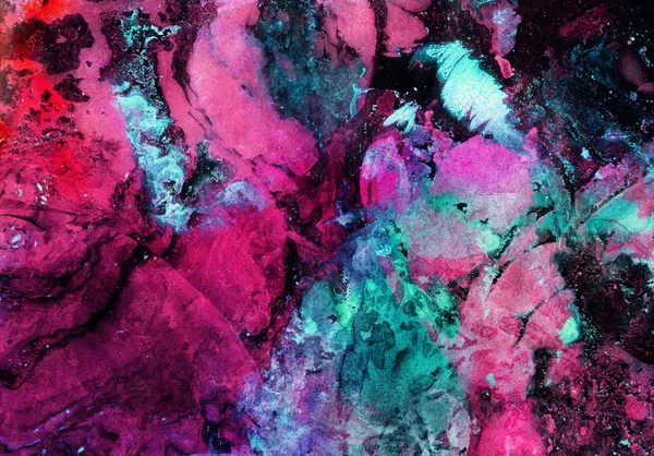 Abstrakte, handgefertigte Textur. Marmorieren rosa und mint Hintergrund für Design — Stockfoto