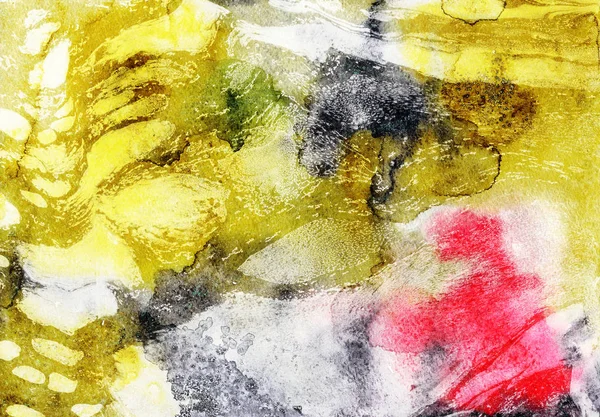 Abstract hand-made texture. Marbling yellow, gray and red background for design