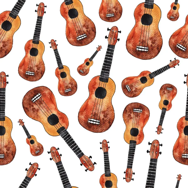 Padrão sem emenda com ukulele. fundo guitarras havaianas — Fotografia de Stock