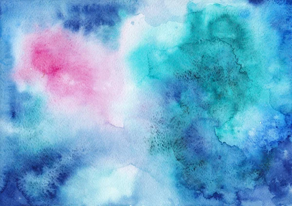 Abstraktes Aquarell mit blauer, smaragdfarbener und rosa Textur. Hintergrund für Design — Stockfoto