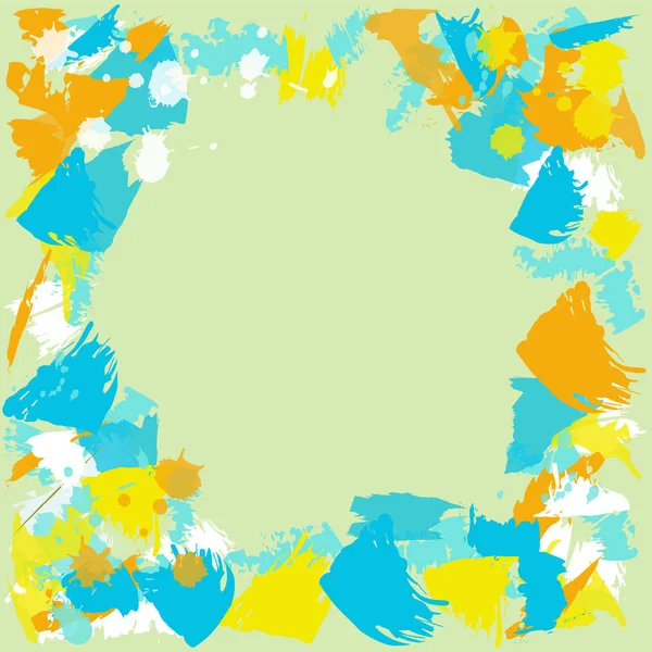 Frame for text with abstract blue and yellow spots — Stock Vector