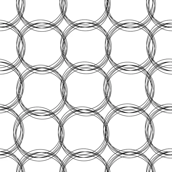 Naadloze vector patroon met abstracte zwarte cirkels op witte achtergrond — Stockvector