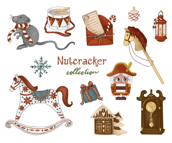 Notenkraker Collectie Notenkraker Brief Muis Geschenken Vakantie Decoraties Kinderspeelgoed Handgetekende — Stockfoto