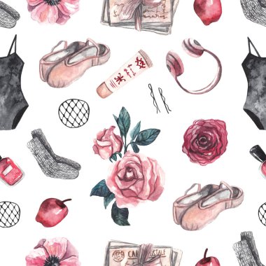 Bale malzemeleriyle kusursuz desen. Suluboya arkaplanı