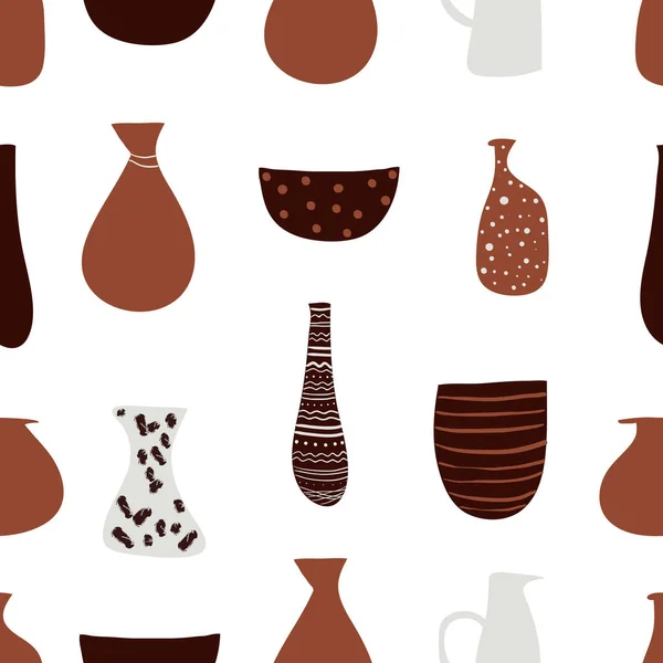 Nahtloses Muster Mit Antiken Vasen Und Krügen Moderner Vektorhintergrund — Stockvektor