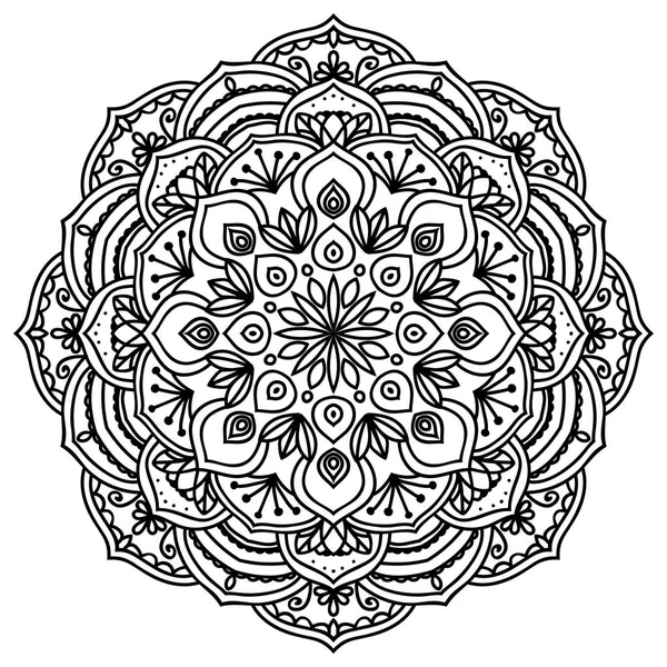 Mandala decorativo aislado sobre fondo blanco. Adorno indio. Ilustración vectorial. Fondo dibujado a mano. Elementos para su diseño . — Archivo Imágenes Vectoriales