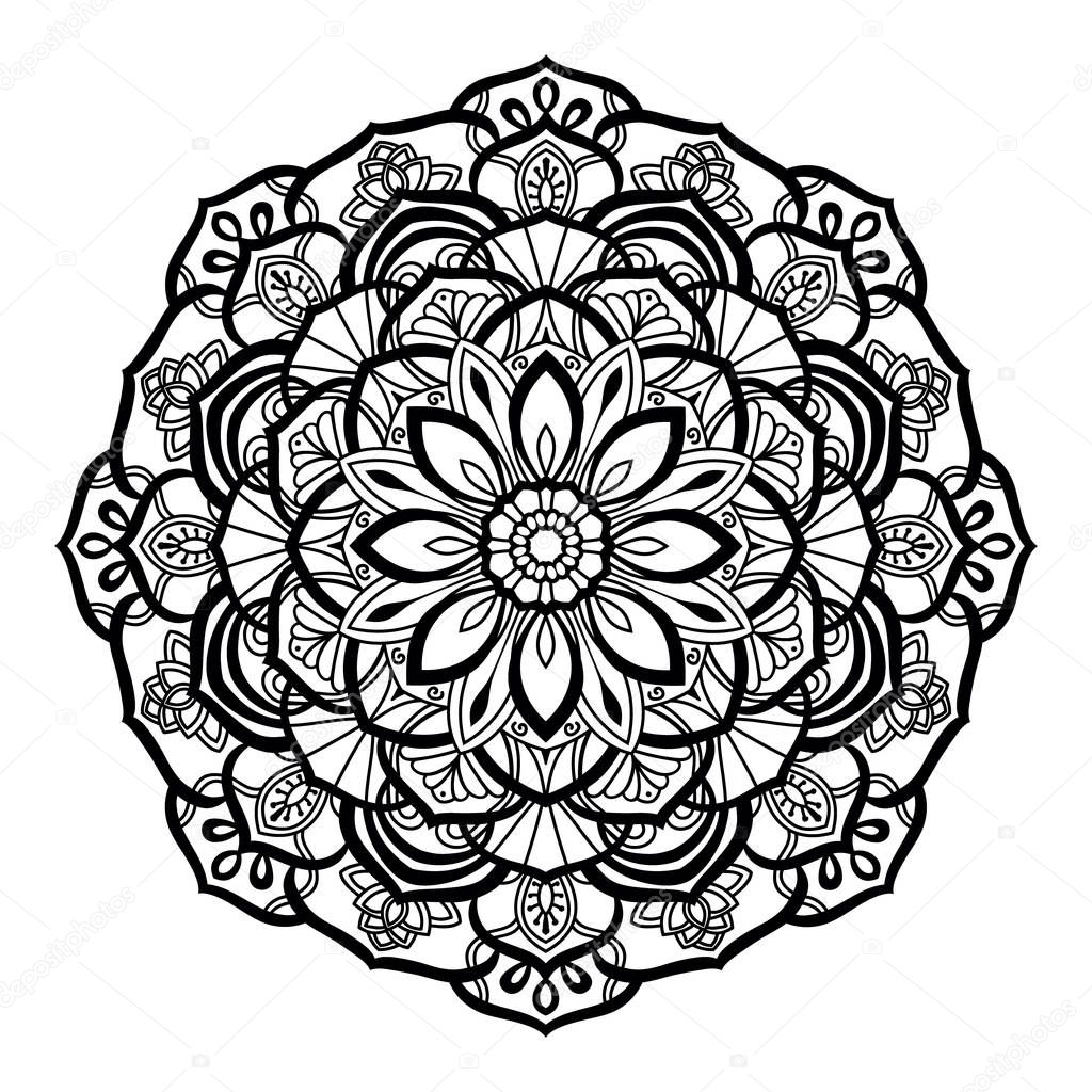 Decorative mandala isolated on white background. Indian ornament. Vector illustration. Hand drawn background. Elements for your design.