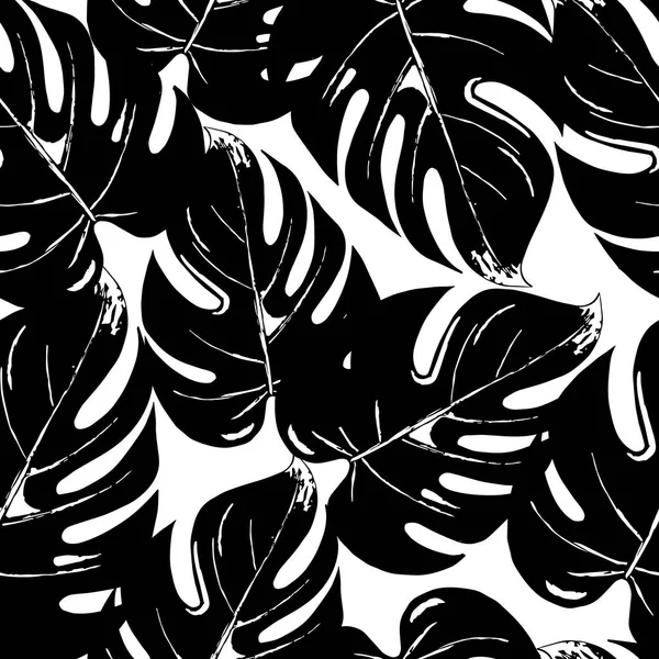 Feuilles tropicales, feuilles de jungle sans couture vectoriel motif floral fond — Image vectorielle