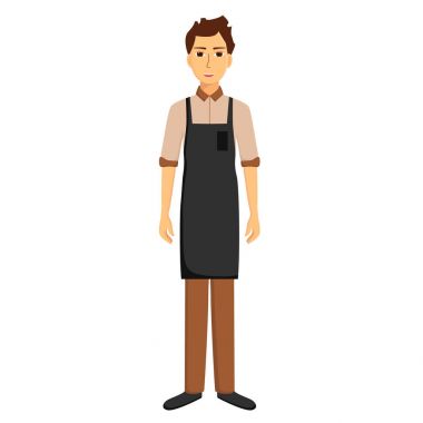 Garson önlük beyaz arka plan üzerinde izole. Vektör çizim