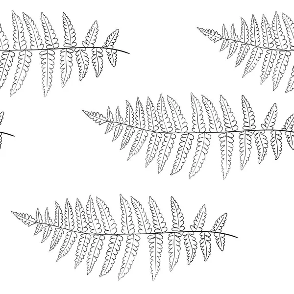 Fern frond siluetas patrón sin costuras. Ilustración vectorial — Vector de stock