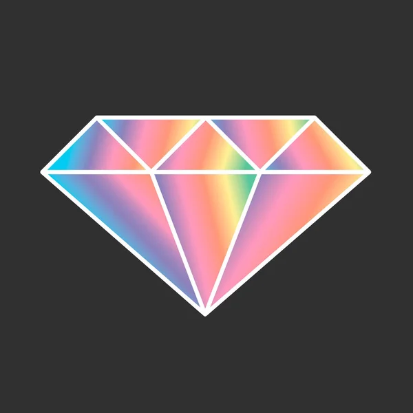 Cartoon vector diamant pictogram regenboog kleur geïsoleerd op donkere achtergrond — Stockvector