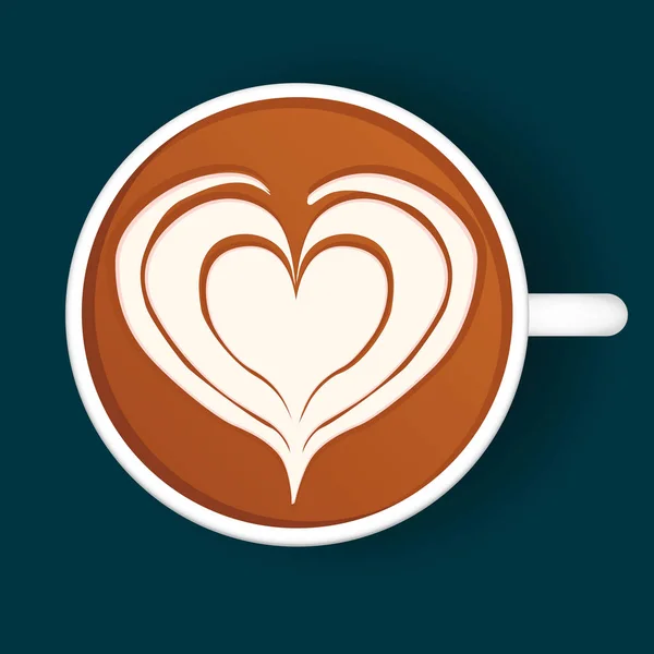 İzole Latte Art. Beyaz Kupası. Vektör çizim