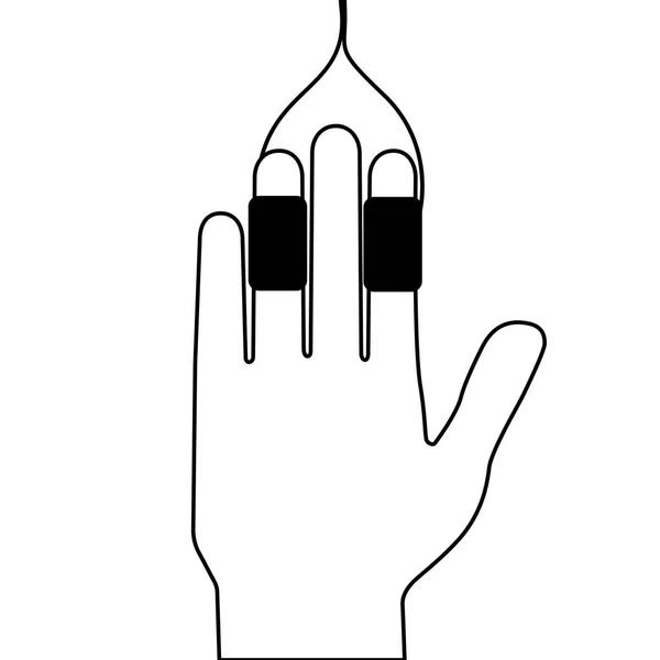 Mano con sensor. Icono de prueba del detector de mentiras. Ilustración vectorial . — Vector de stock