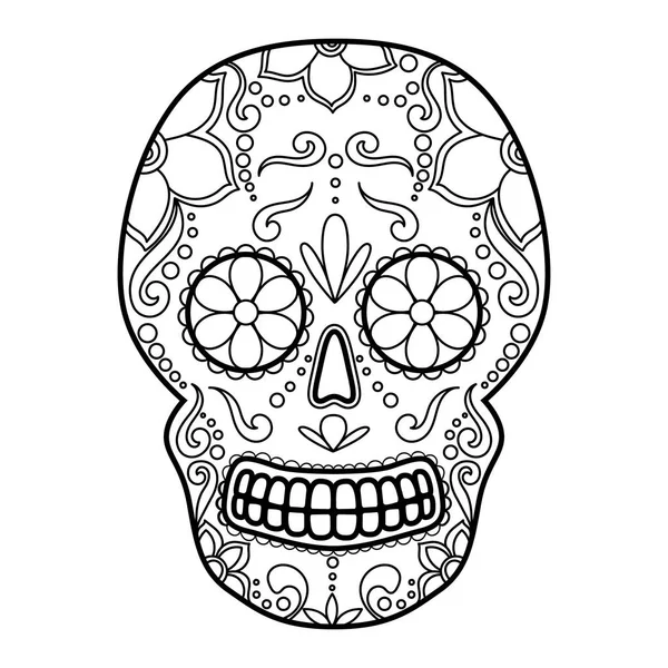 Day of The Dead colorful Skull with floral ornament. Mexican sugar skull. Vector illustration — Stock Vector