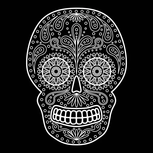 Day of The Dead kolorowe czaszki z roślinnym motywem. Meksykański cukru czaszki. Ilustracja wektorowa — Wektor stockowy