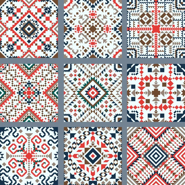 部落的矢量无缝模式 阿兹台克人花式抽象几何艺术打印 民族时髦的背景 布设计 纺织设计模板 — 图库矢量图片