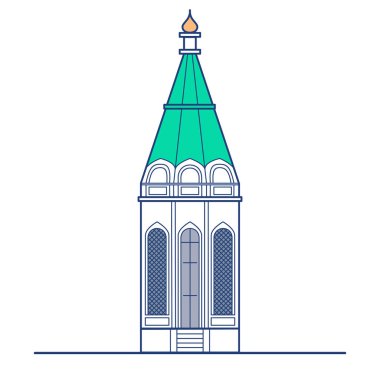Kilise anahat illüstrasyon izole beyaz arka plan üzerinde bina. Din sembolü